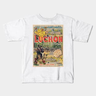 Luchon France Vintage Railroad Poster 1890 Kids T-Shirt